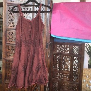 Embroidered rayon flare dress